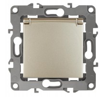 Розетка 12-2103-04 с заземлением со шторками с крышкой, 16АХ-250В,  шампань  Б0014696  ЭРА