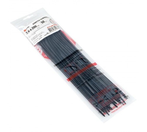 Хомут P6.6 стандартный (ч), 3.6x200 (50шт) FlexLock PROxima  plc-fl-ctsb-3.6x200-r  EKF