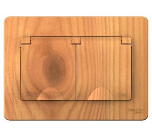 Blanca Ясень С/У Розетка 2-ая с заземлением IP44 со шторками, 16А, 250В  BLNRS441125  SE