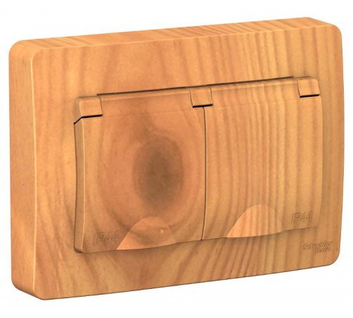 Blanca Ясень С/У Розетка 2-ая с заземлением IP44 со шторками, 16А, 250В  BLNRS441125  SE