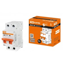 Выключатель автоматический двухполюсный ВА47-60 2Р 10А 6кА х-ка С  SQ0223-0091  TDM