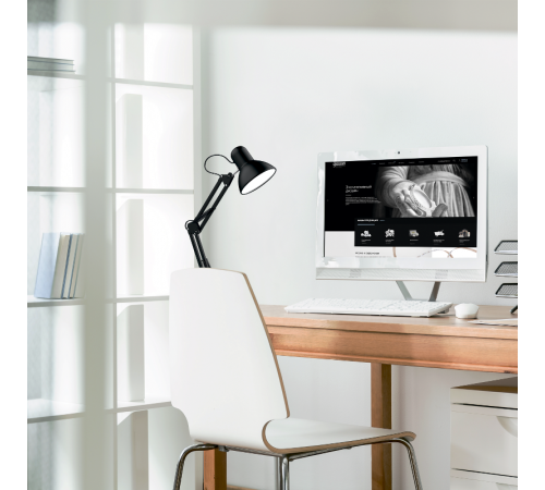 Светильник настольный GTL002 60W 220-240V E27 черный струбцина и основание 1/12  GT0022  Gauss