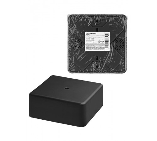 Коробка распаячная КР 100х100х44 ОП черная, IP40, инд. штрихкод  SQ1401-0959  TDM