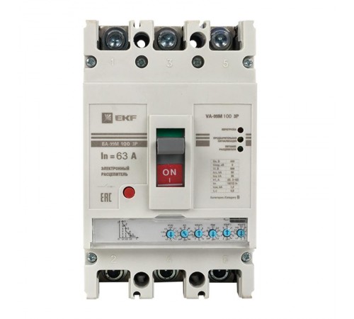 Выключатель автоматический ВА-99М  100/63А 3P 50кА с электронным расцепителем PROxima  mccb99-100-63me  EKF