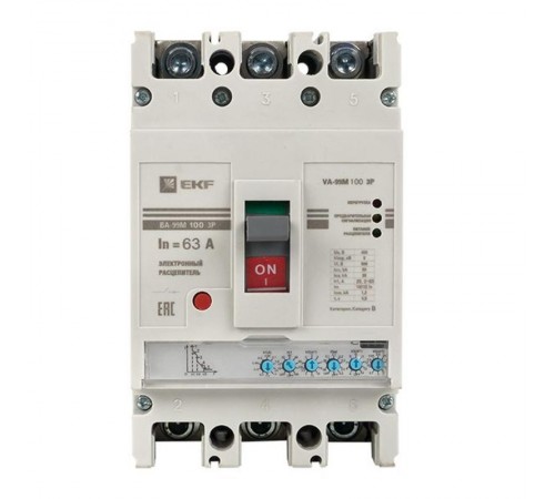 Выключатель автоматический ВА-99М  100/63А 3P 50кА с электронным расцепителем PROxima  mccb99-100-63me  EKF