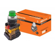 Кнопка ABLFP-22 зеленый d22мм неон/230В 1з+1р   SQ0704-0006  TDM