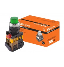 Кнопка ABLFP-22 зеленый d22мм неон/230В 1з+1р   SQ0704-0006  TDM