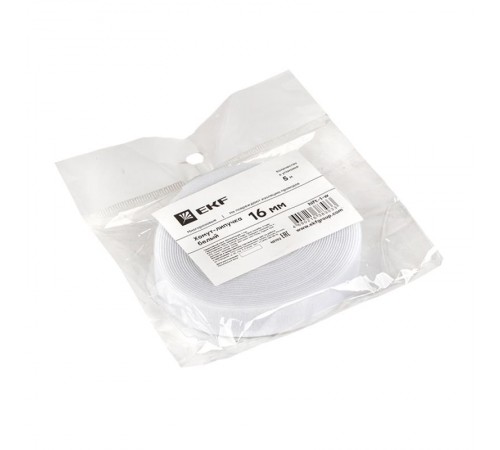 Хомут-липучка 16 мм (5м ролл) белый EKF PROxima  hlft-1-w  EKF