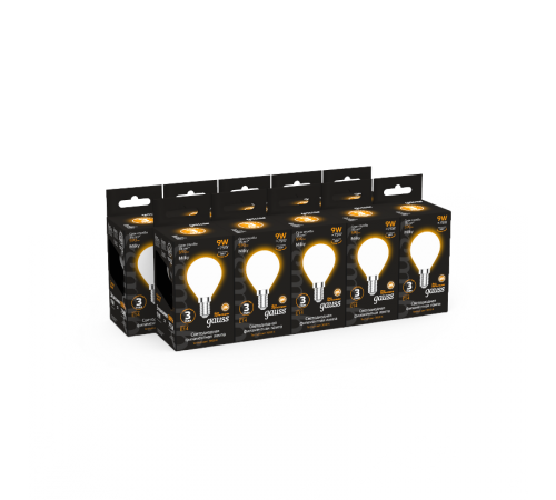 Лампа светодиодная Filament Шар 9W 590lm 3000К Е14 milky LED 1/10/50  105201109  Gauss