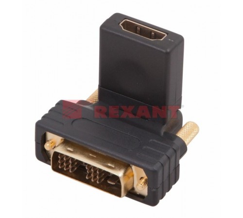 Переходник штекер DVI-D - гнездо HDMI, поворотный  17-6812  REXANT
