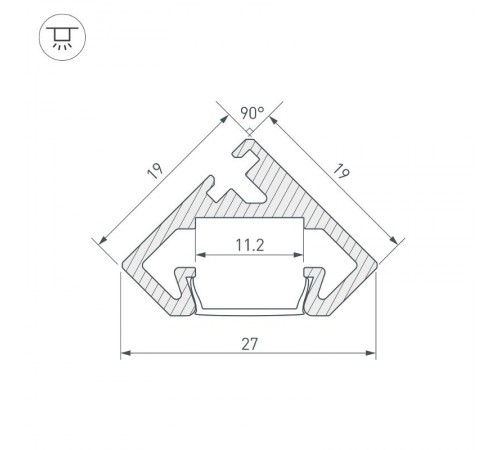 Профиль PDS45-GL-2000 ANOD  021647  Arlight