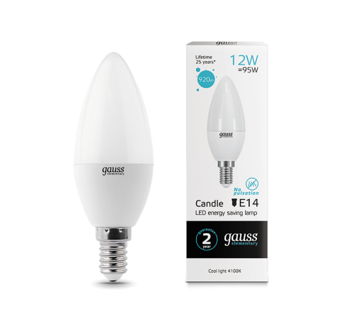Лампа светодиодная Elementary Свеча 12Вт E14 4100К  33122  Gauss