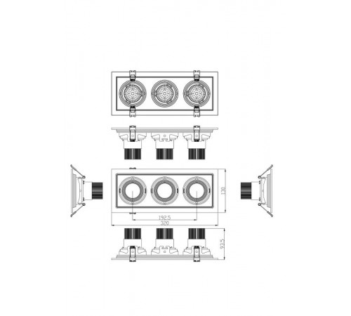 Светильник светодиодный карданный встраиваемый SKD-13-36-40K-W09 3х9Вт 4000K 2430Лм 320х130х100  Б0049759  ЭРА