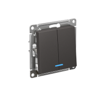 AtlasDesign Базальт Выключатель 2-клавишный с подсветкой, сх.5а, 10АХ, механизм  ATN001453  SE