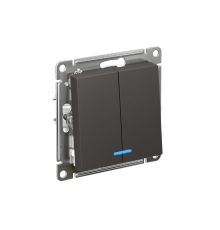 AtlasDesign Базальт Выключатель 2-клавишный с подсветкой, сх.5а, 10АХ, механизм  ATN001453  SE