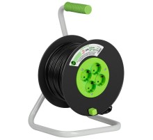 Удлинитель силовой ЭРА GREEN LINE KAT-3x1-40m Greenline на катушке пластик 4 розетки с заземлением 40м ПВС 3x1мм2   Б0065116  ЭРА