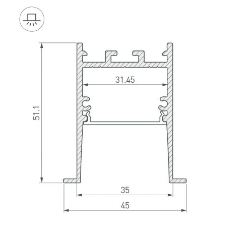 Профиль SL-COMFORT-4551-F-2000 ANOD (Arlight, Алюминий)  031767  Arlight