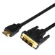 Шнур HDMI - DVI-D с фильтрами, длина 2 метра (GOLD) (PE пакет)  17-6304  REXANT
