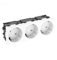 Розетка силовая 33° тройная 3х2К+З Modul45connect, со шторками, 16А 250В белая  6120503  OBO Bettermann