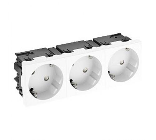 Розетка силовая 33° тройная 3х2К+З Modul45connect, со шторками, 16А 250В белая  6120503  OBO Bettermann