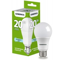 Лампа светодиодная A60 груша 20Вт 230В 6500К E27   LL-A60-20-230-65-E27-G  GENERICA