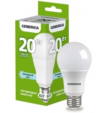 Лампа светодиодная A60 груша 20Вт 230В 6500К E27   LL-A60-20-230-65-E27-G  GENERICA