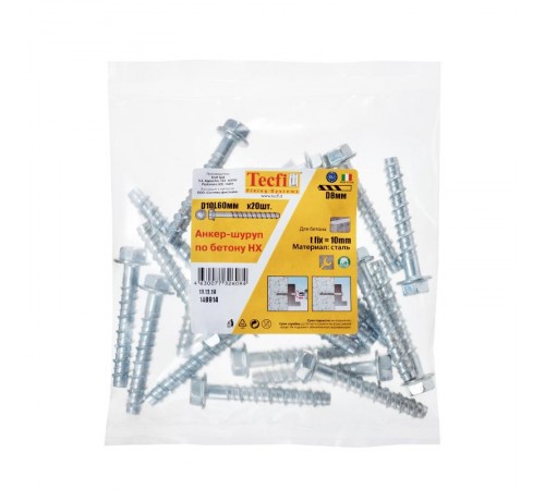 Анкер-шуруп для бетона 10x60/10 (20 шт) - пакет  148914  Tecfi
