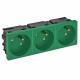 Розетка тройная 33° Modul45connect, франц. стандарт, 250 В, 16A (зеленый) (STD-F3C MZGN3)  6120696  OBO Bettermann