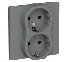 FLITE Розетка 2-ая с заземлением без шторок 16А РС12-0-К-ФлМА мокрый асфальт  FI-R21C-16-K80  IEK