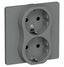 FLITE Розетка 2-ая с заземлением без шторок 16А РС12-0-К-ФлМА мокрый асфальт  FI-R21C-16-K80  IEK