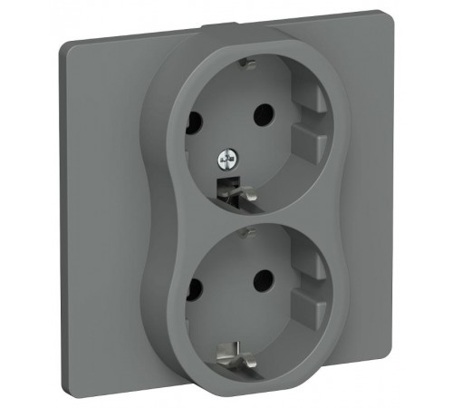 FLITE Розетка 2-ая с заземлением без шторок 16А РС12-0-К-ФлМА мокрый асфальт  FI-R21C-16-K80  IEK