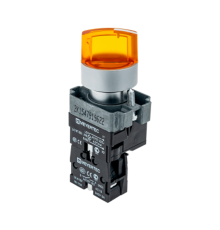 Переключатель с LED подсветкой, 220V AC/DC, желтый, 3 полож. 1NO, фикс., мет. MTB2-BK3563  58226  ОВЕН