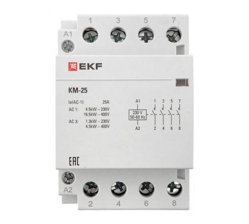 Контактор модульный КМ 25А 4NО (3 мод.) EKF PROxima  km-3-25-40  EKF