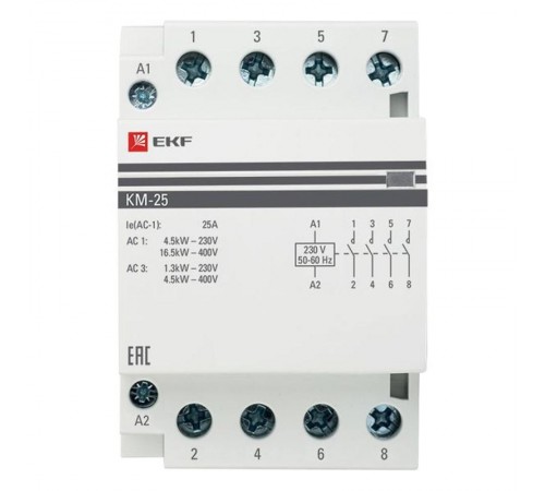 Контактор модульный КМ 25А 4NО (3 мод.) EKF PROxima  km-3-25-40  EKF