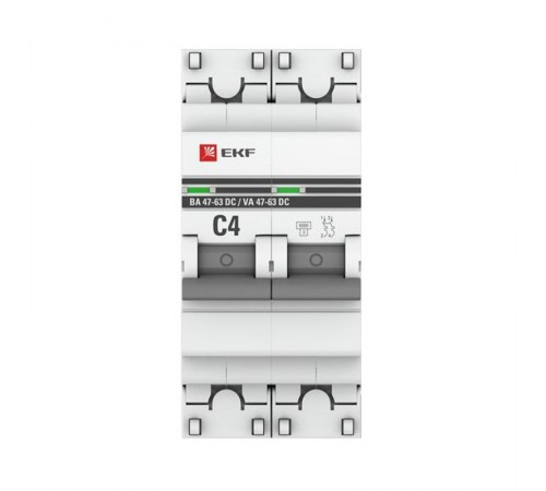 Выключатель автоматический двухполюсный 2P 4А (C) 6кА ВА 47-63 DC EKF PROxima  mcb4763-DC-2-04C-pro  EKF (замена - M63DC624C)