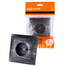 Розетка 2П+З 16А 250В с защ. шт. старинное серебро "Лама"  SQ1815-0652  TDM