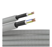 Электротруба ПВХ гибкая гофр. д.20мм, цвет серый, с кабелем ВВГнг(А)-LS3х2,5мм РЭК "ГОСТ+", 50м  9S92050  DKC