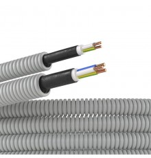 Электротруба ПВХ гибкая гофр. д.20мм, цвет серый, с кабелем ВВГнг(А)-LS3х1,5мм РЭК "ГОСТ+", 100м  9L920100  DKC