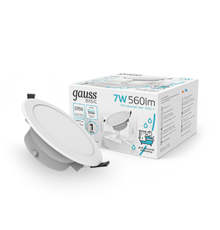 Светильник  Basic Downlight круг 7W 560lm 4000K 185-250V IP54 95*45 белый LED 1/40  9033420207  Gauss