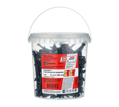 Саморез ШСГД 4,2х90 редкая резьба (1кг) - ведро  125384  Tech-KREP