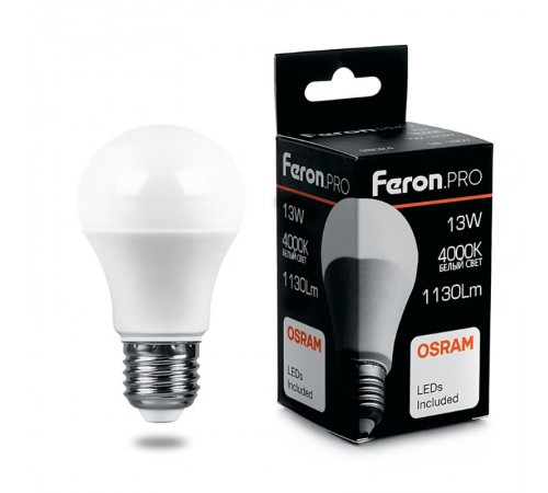 Лампа светодиодная .PRO LB-1013 Шар E27 13W 4000K OSRAM LED  38033  Feron