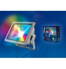 Прожектор светодиодный ULF-S01-30W/RGB/RC IP65 110-240В  30вт с пультом ДУ, мультиколор, серый  UL-00001034  Uniel