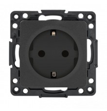 Стокгольм Механизм Розетки 1-местной с/з 16А черный с защ. штор. PROxima  EZR16-028-10  EKF