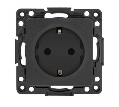 Стокгольм Механизм Розетки 1-местной с/з 16А черный с защ. штор. PROxima  EZR16-028-10  EKF