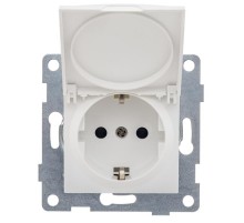 Ugra Розетка 1-ой с/з с з/ш и крышкой, СУ , 16А, 250В, белый  С11Р91-001  GUSI Electric
