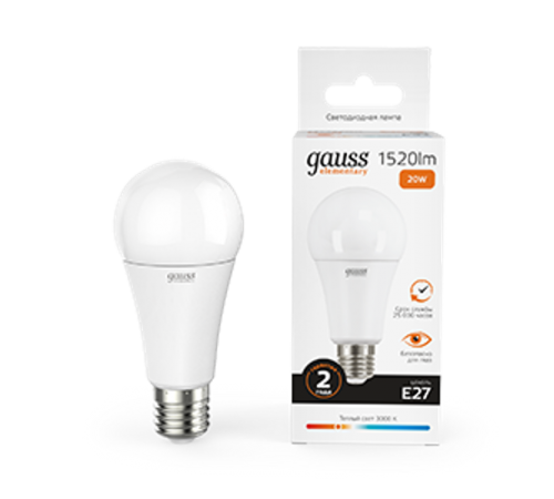 Лампа светодиодная LED 20Вт E27 220В 2700К Elementary A60  23219  Gauss