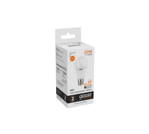 Лампа светодиодная LED 20Вт E27 220В 2700К Elementary A60  23219  Gauss