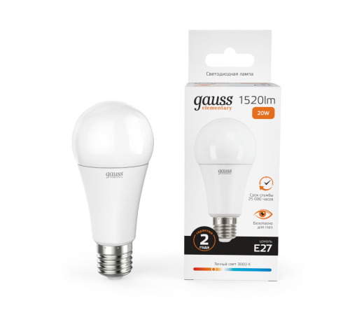 Лампа светодиодная LED 20Вт E27 220В 2700К Elementary A60  23219  Gauss
