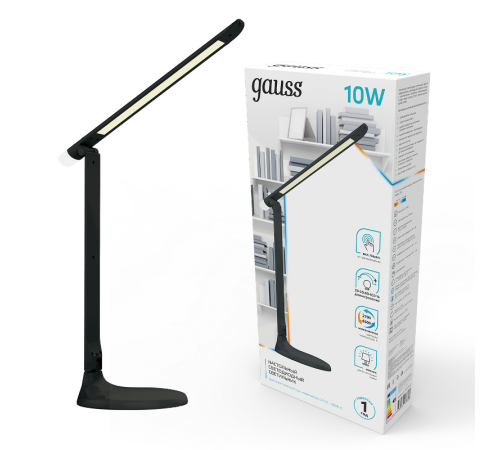 Светильник настольный GTL204 10W 550lm 2700-6500K 170-265V черный диммируемый+ ночник LED 1/10/30  GT2042  Gauss