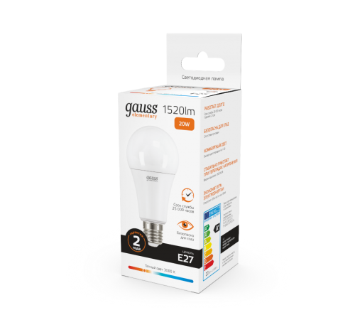 Лампа светодиодная LED 20Вт E27 220В 2700К Elementary A60  23219  Gauss